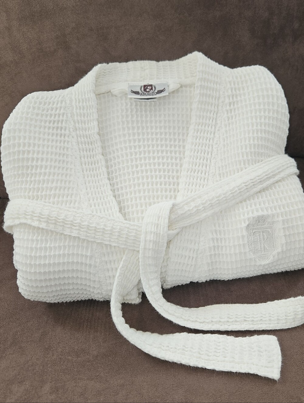 EXCALIBUR ORIGINALS White 100% Cotton Waffle Knit Robe One Size